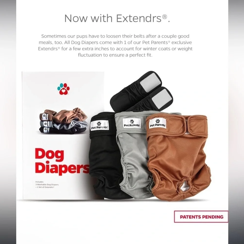 Pet Parents® Washable Dog Diapers (3pack) + Extenders  NEW